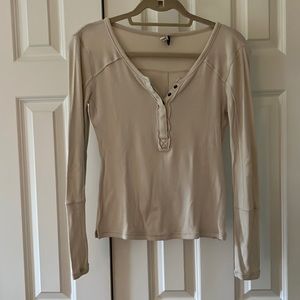 Free People cream colored long sleeve tee